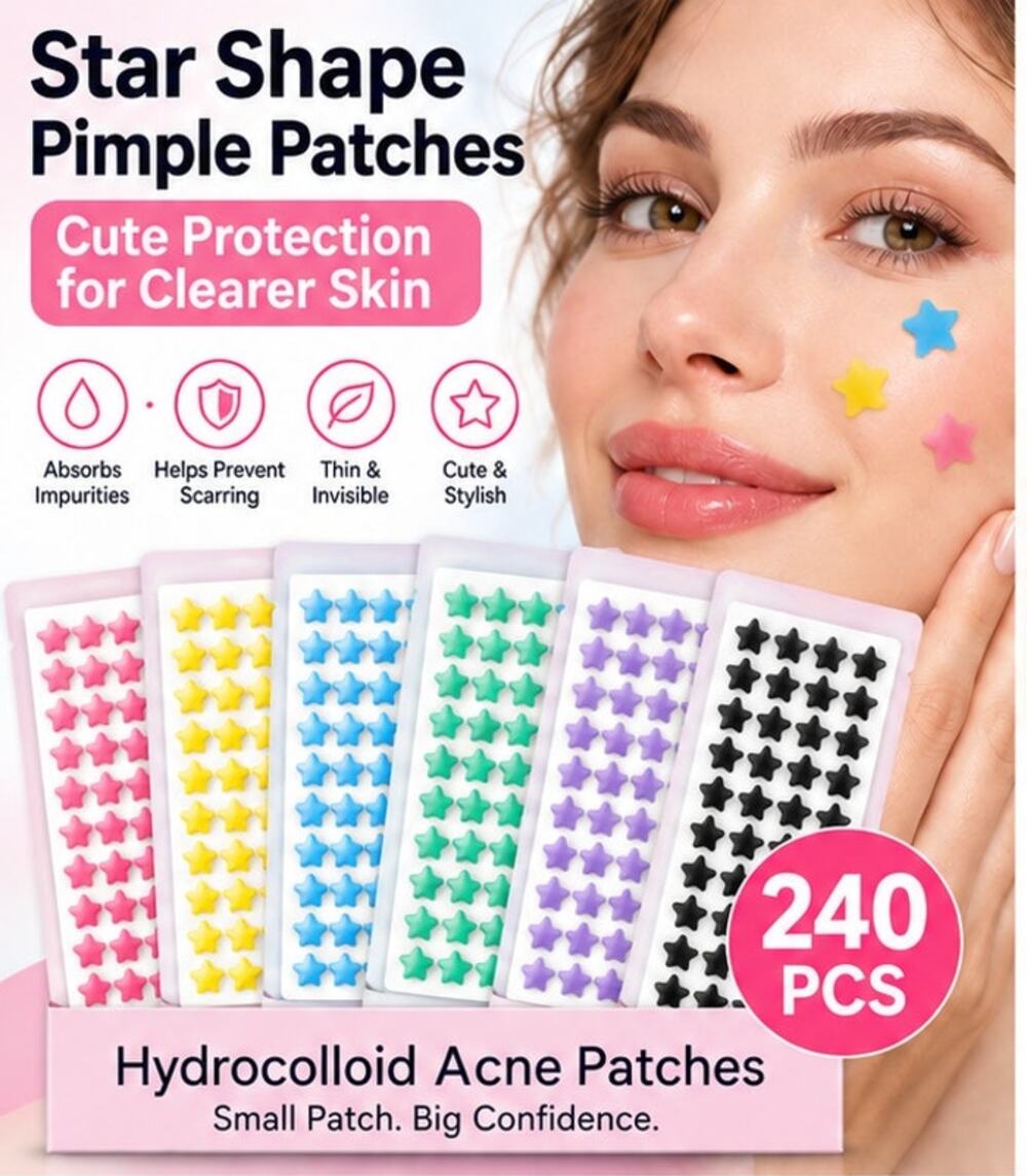 240 Star Shape Hydrocolloid Pimple Patches Colorful Acne Spot Stickers for Face